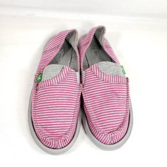 Sanuk Pink and Gray Striped Flats - Picture 5 of 7
